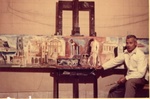 Giovanni Majoli e il pannello della m/n Sicilia