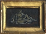 1940ca Bagnante-olio su tavola-cm15x9,5