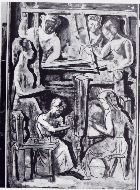 1953 Bozzetto Rubelli-tempera su tavola-cm 65x98