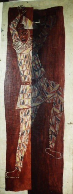 1960 Arlecchino-olio su tavola-cm36x95