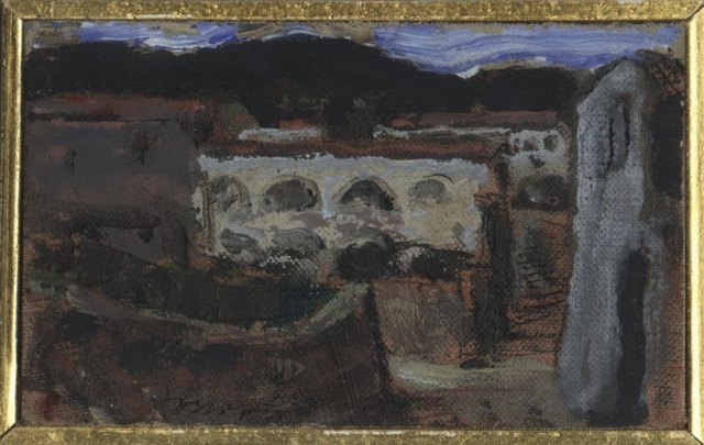 1965 La casa del falegname a Vito d'Asio-olio su tela-cm10x15