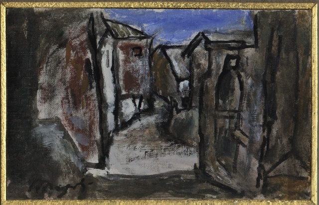 1965-La stretta a Vito d'Asio-olio su tela-cm10x15